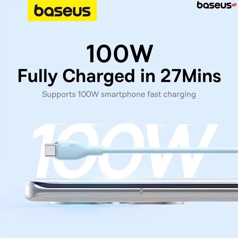 Data- og opladningskabel USB-A - USB-C Baseus Pudding, 100W, 1.2m, Blå P10355703311-00
