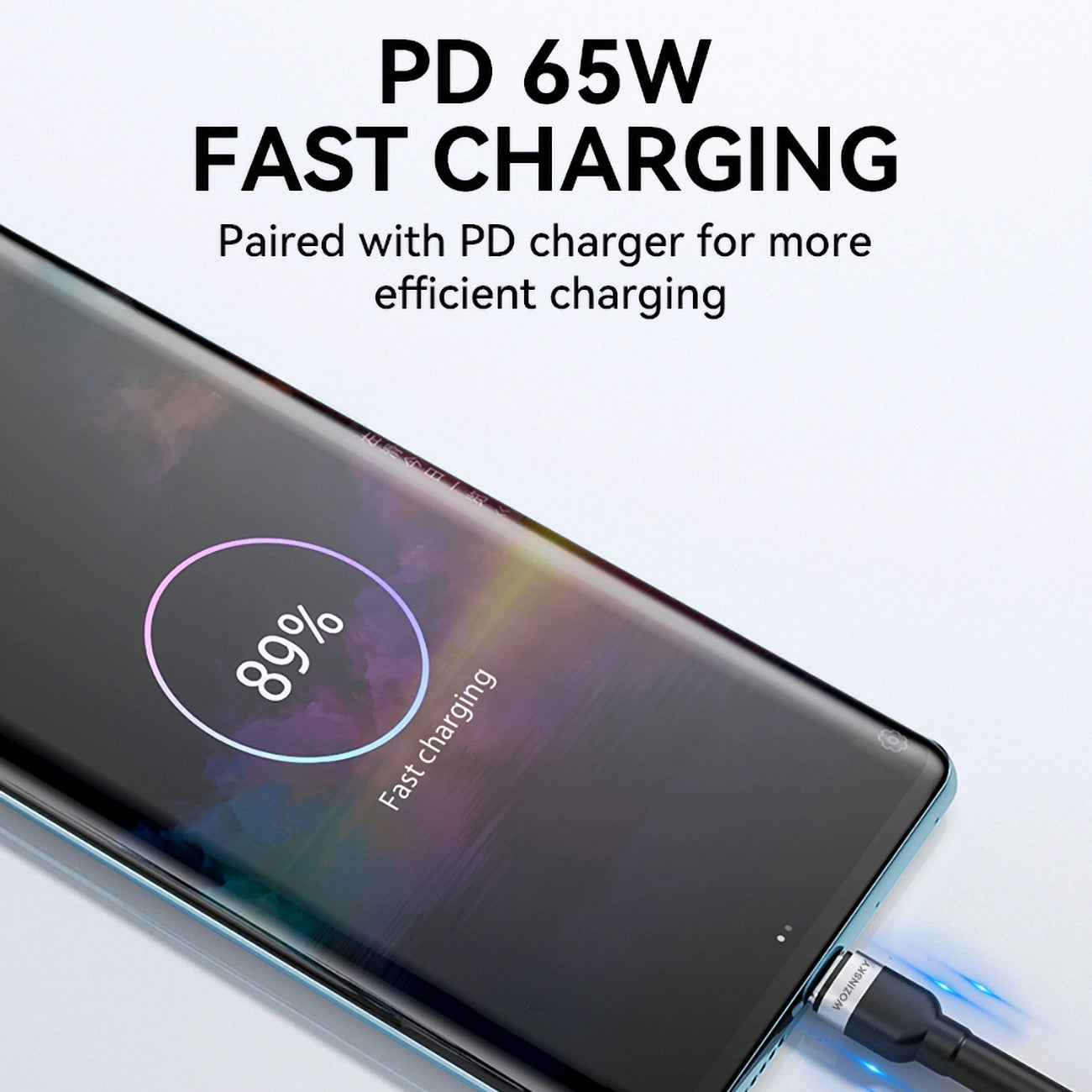 USB-C Data- og Opladningskabel - USB-C WZK WNBCC2, 65W, 2m, Sort