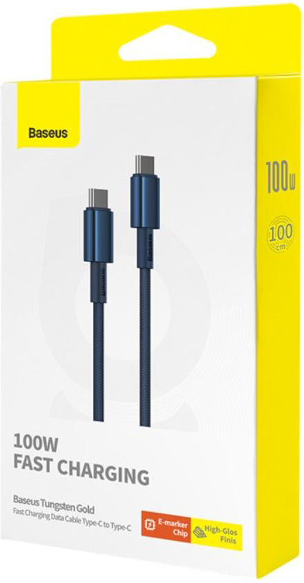 USB-C - USB-C Baseus Tungsten Gold data- og opladningskabel, 100W, 1m, Marineblå P10319800321-03