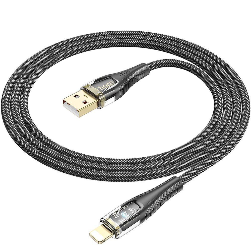 Data- og opladningskabel USB-A - Lightning HOCO U121, 18W, 1.2m, Sort