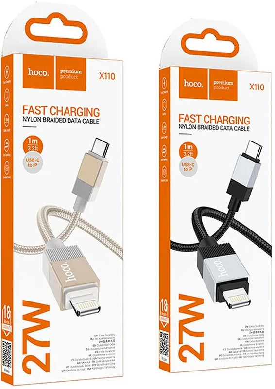 Data- og opladningskabel USB-C - Lightning HOCO X110, 27W, 1m, Sort