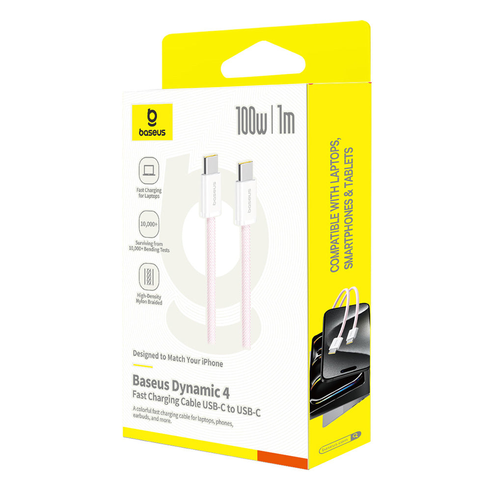 Data- og opladningskabel USB-C - USB-C Baseus Dynamic 4 Series, 100W, 1m, Pink P10381400411-00