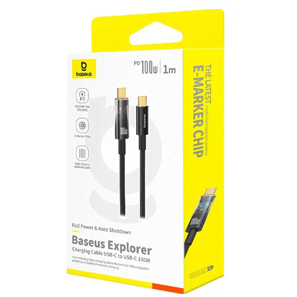 Data- og opladningskabel USB-C - USB-C Baseus Explorer, 100W, 1m, Sort P10319703111-00