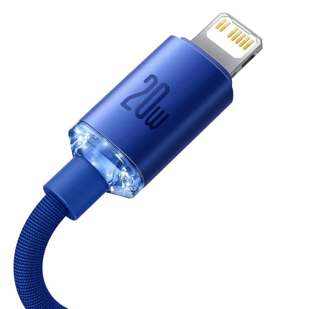 Data- og opladningskabel USB-C - Lightning Baseus Crystal Shine Series, 20W, 1.2m, Blå CAJY000203
