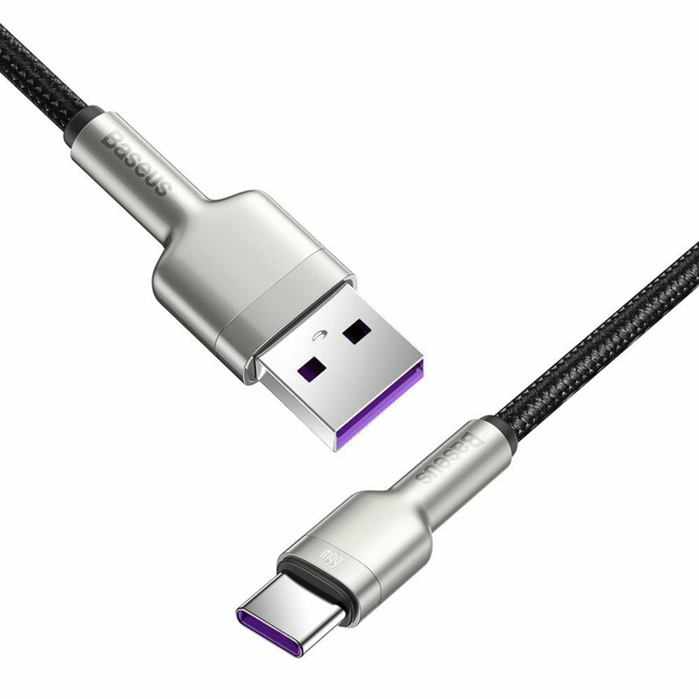 Data- og opladningskabel USB-A - USB-C Baseus Cafule Metal Series, 66W, 2m, Sort CAKF000201