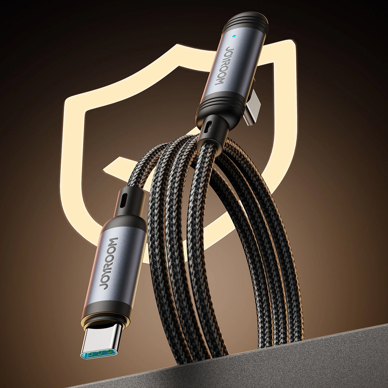 USB-C Data- og Opladningskabel - USB-C Joyroom S-A56 EnjoyX Angled, 60W, 1.2m, Sort