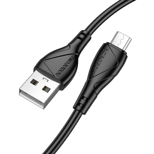 Data- og opladningskabel USB-A - microUSB Borofone BX121 Energy, 18W, 1m, Sort