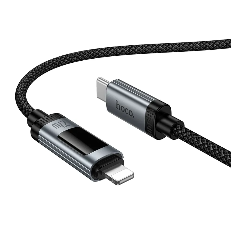 Data- og opladningskabel USB-C - Lightning HOCO Display U148, 27W, 1.2m, Sort