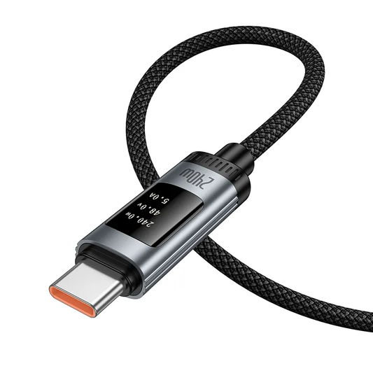 USB-C Data- og Opladningskabel - USB-C HOCO Display U148, 240W, 1.2m, Sort