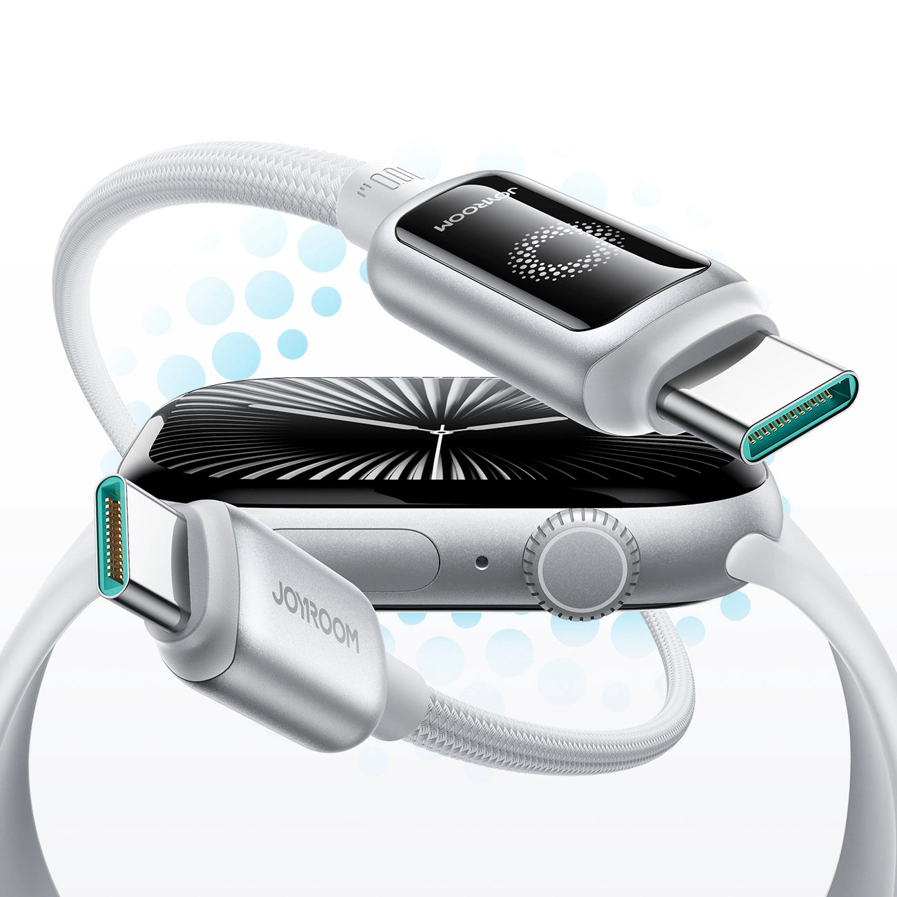 USB-C Data- og Opladningskabel - USB-C Joyroom S-A55 StarFlight Display, 100W, 1.2m, Hvid