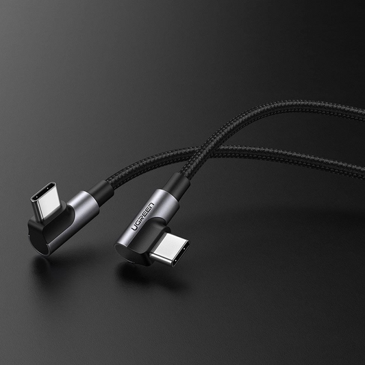 Data- og opladningskabel USB-C - USB-C UGREEN US323 Angled, 60W, 2m, Sort