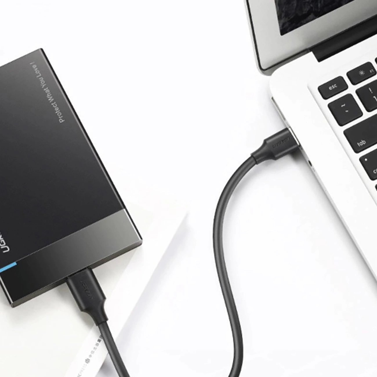 USB-A - USB-C UGREEN US184 data- og opladningskabel, 18W, 0.5m, Sort