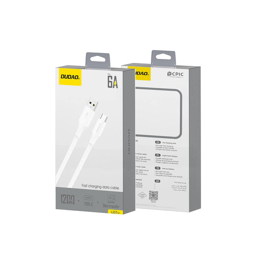 Data- og opladningskabel USB-A - USB-C Dudao L2sT, 60W, 1,2 m, Hvid