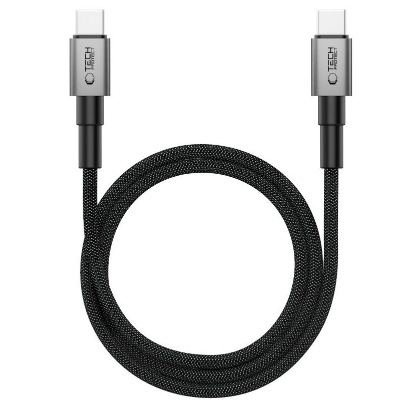 Data- og opladningskabel USB-C - USB-C Tech-Protect Ultraboost DNA MagTwist, 100W, 2m, Grå
