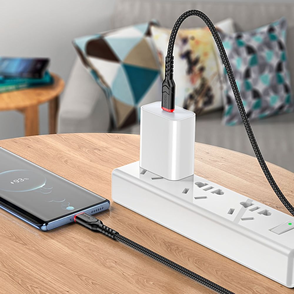 USB-C Data- og Opladningskabel - USB-C HOCO X59 Victory, 60W, 1m, Sort