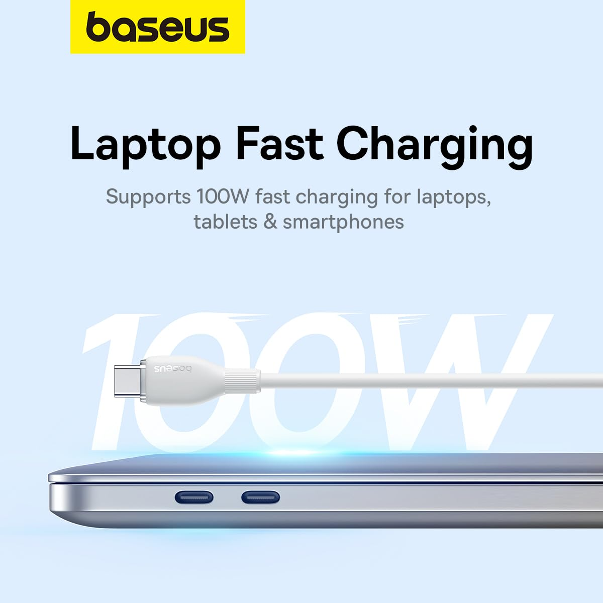 Data- og opladningskabel USB-C - USB-C Baseus Pudding, 100W, 1.2m, Hvid P10355702221-00