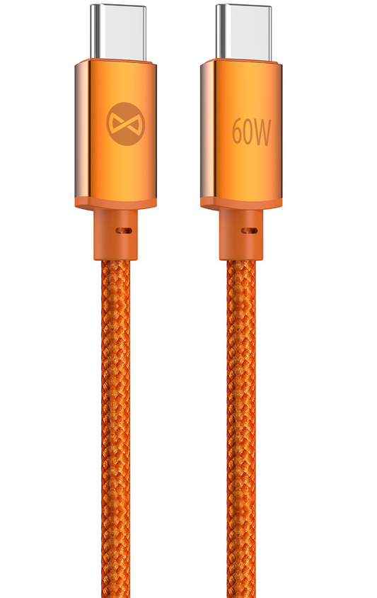 USB-C Data- og Opladningskabel - USB-C Forever Saffron, 60W, 1m, Orange