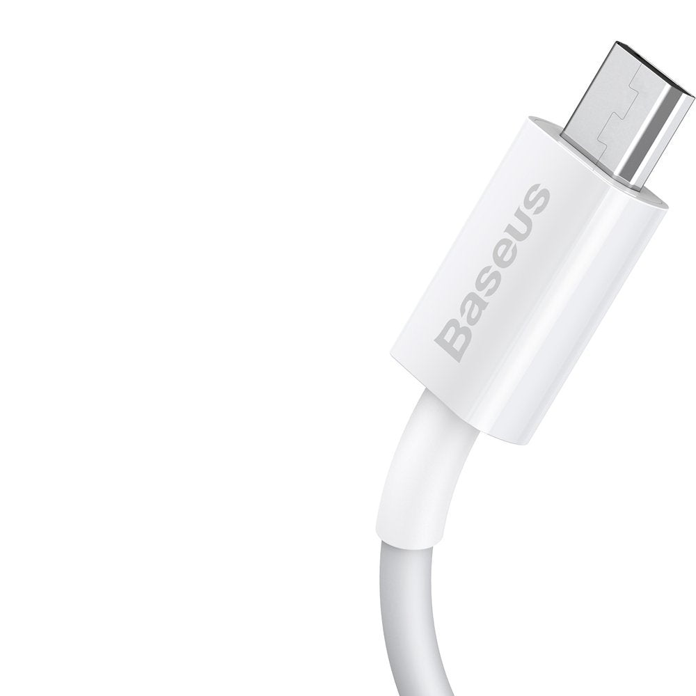 Data- og opladningskabel USB-A - microUSB Baseus Superior Series, 18W, 1m, hvid CAMYS-02