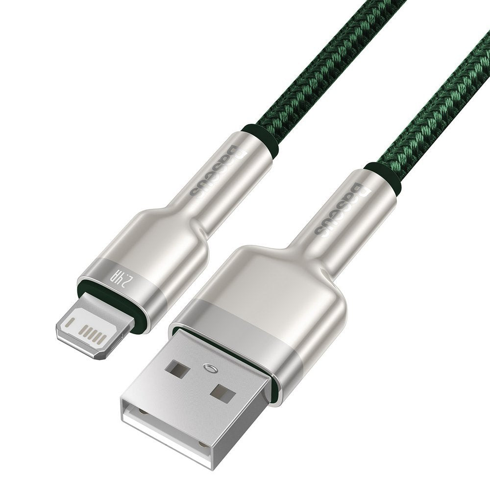 Data- og opladningskabel USB-A - Lightning Baseus Cafule Metal Series, 18W, 1m, Grøn CALJK-A06
