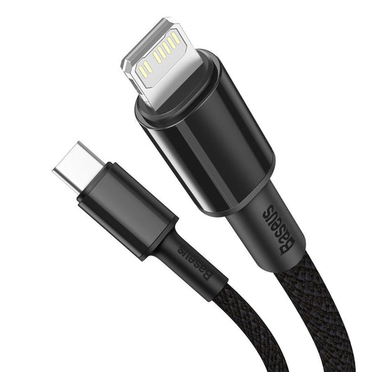 Baseus højdensitetsflettet USB-C - Lightning data- og opladningskabel, 20W, 1m, sort CATLGD-01