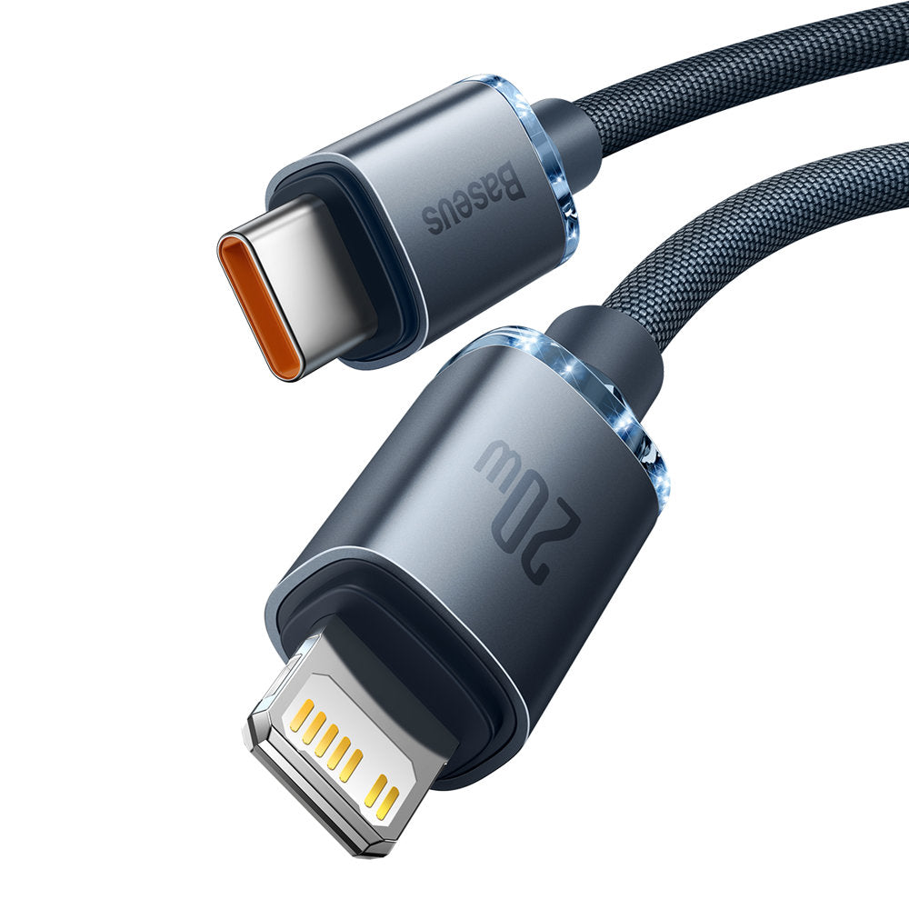 Data- og opladningskabel USB-C - Lightning Baseus Crystal Shine Series, 20W, 1.2m, Sort CAJY000201