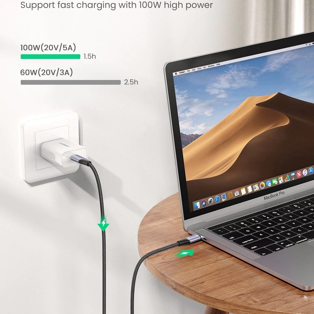 USB-C data- og opladningskabel - USB-C UGREEN US355, 100W, 1m, sort