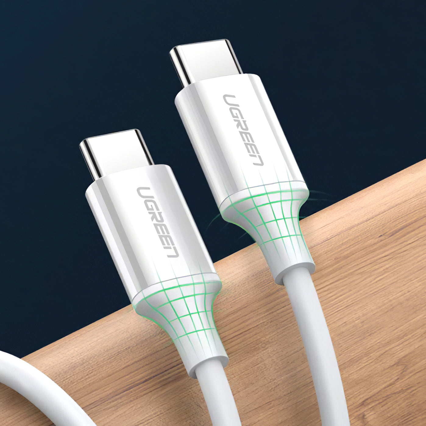 USB-C Data- og Opladningskabel - USB-C UGREEN US264, 60W, 1.5m, Hvid