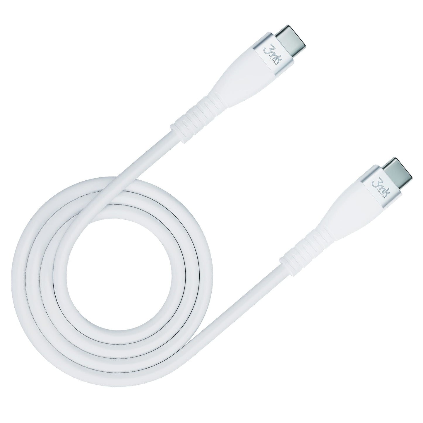 USB-C Data- og Opladningskabel - USB-C 3MK Hyper Silicone, 60W, 1m, Hvid