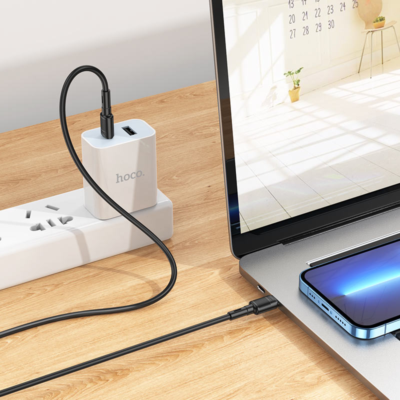 USB-C data- og opladningskabel - USB-C HOCO X83 Victory USB-C, 60W, 1m, sort