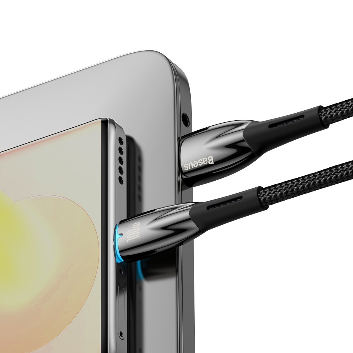 USB-A til USB-C Baseus Glimmer Series data- og opladningskabel, 100W, 2m, sort CADH000501 CADH000501