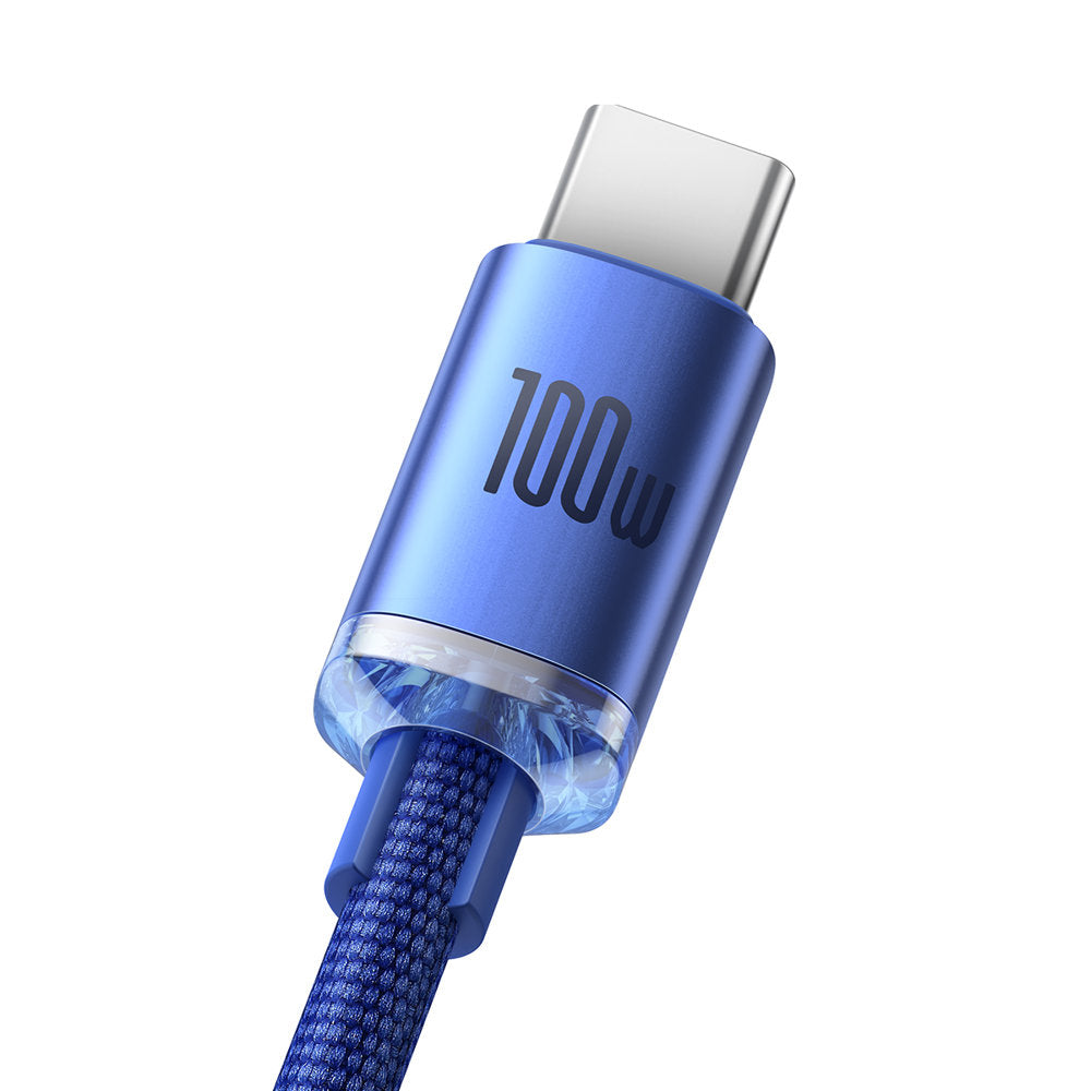 USB-A til USB-C Baseus Crystal Shine Series data- og opladningskabel, 100W, 2m, blå CAJY000503