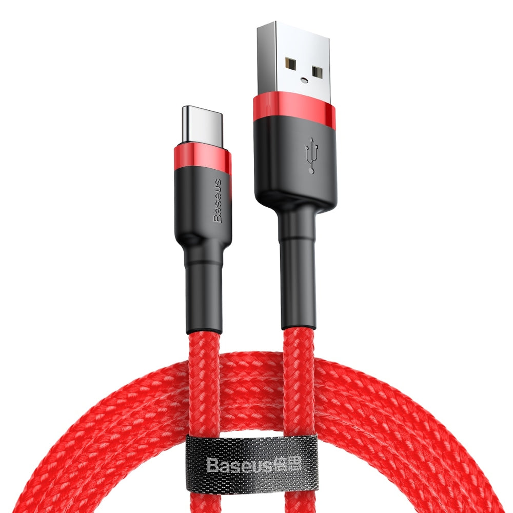 Data- og opladningskabel USB-A - USB-C Baseus Cafule, 60W, 0,5m, Rød CATKLF-A09
