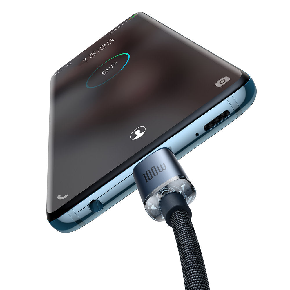 USB-C data- og opladningskabel - USB-C Baseus Crystal Shine Series, 100W, 2m, sort CAJY000701