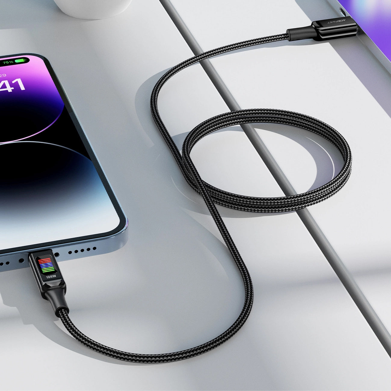 Data- og opladningskabel USB-C - USB-C Acefast C7-03, 100W, 1,2m, Sort