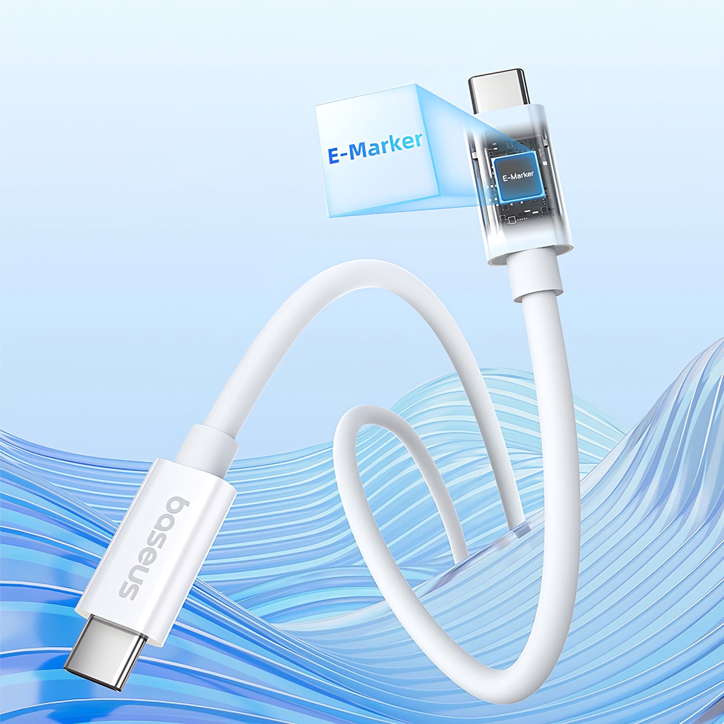 USB-C data- og opladningskabel - USB-C Baseus Superior Series 2, 240W, 1m, hvid P10365200211-02