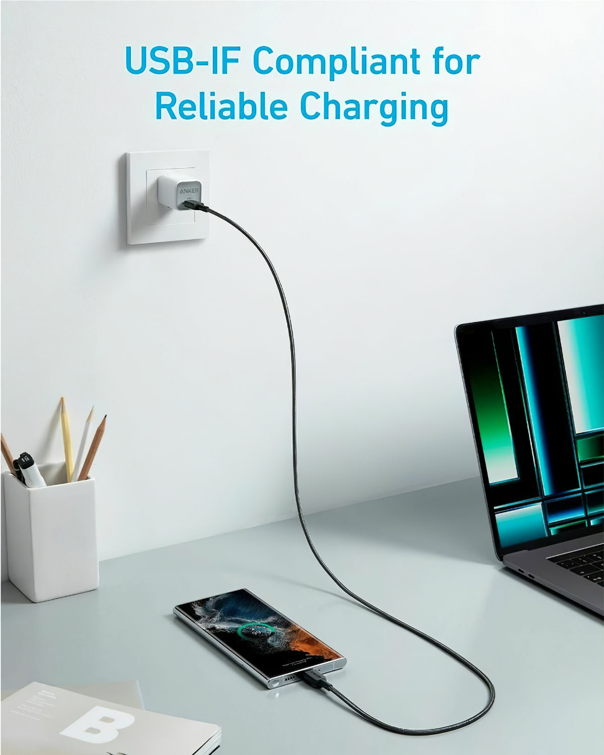 Data- og opladningskabel USB-C - USB-C Anker 322, 60W, 1.8m, Sort A81F6G11