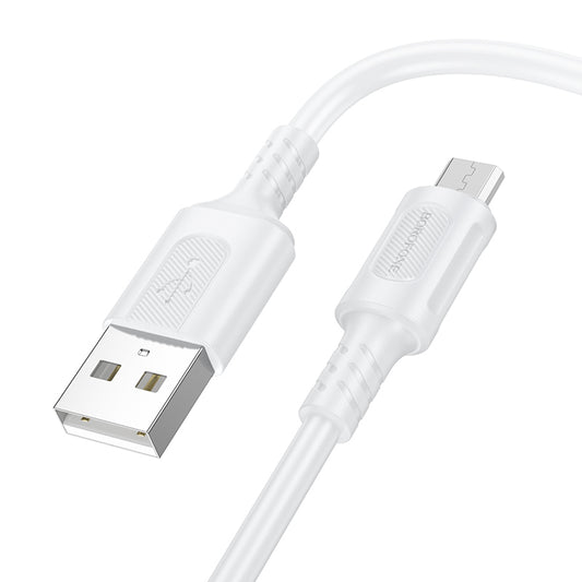 Data- og opladningskabel USB-A - microUSB Borofone BX111 Feliz, 18W, 1m, hvid