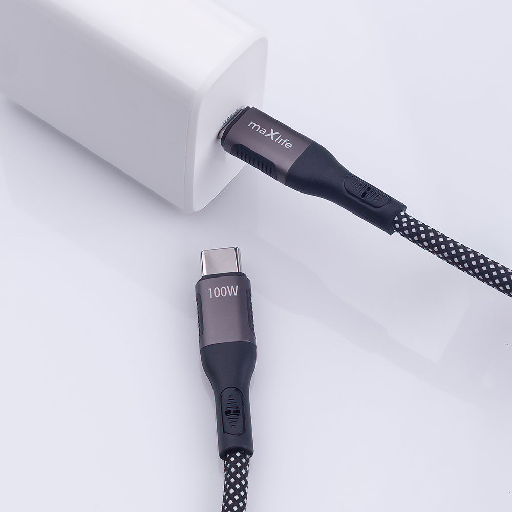 Data- og opladningskabel USB-C - USB-C MaXlife MXUC-11 Magnetisk, 100W, 1m, Sort