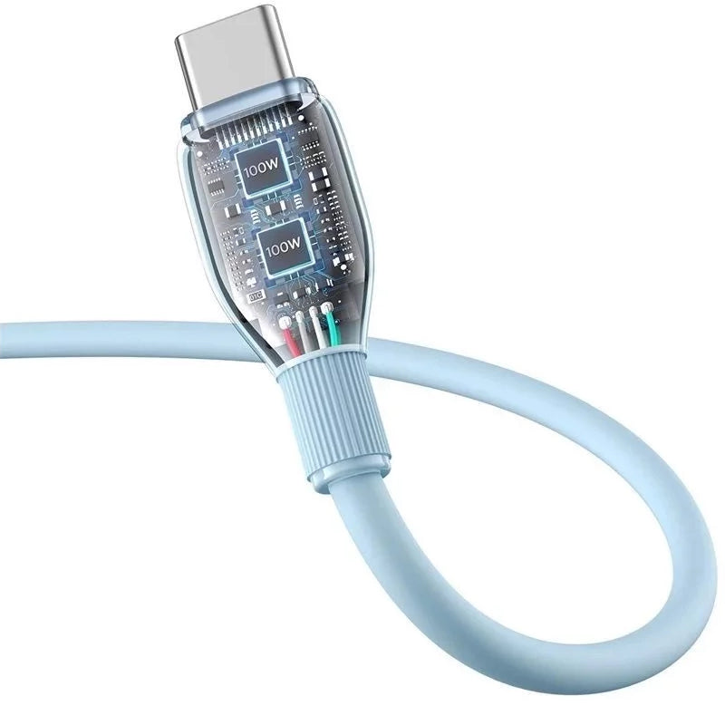 Data- og opladningskabel USB-A - USB-C Baseus Pudding, 100W, 1.2m, Blå P10355703311-00