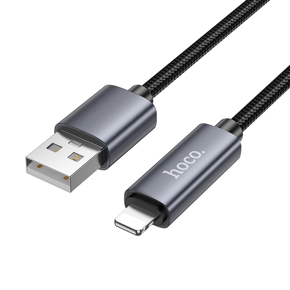 Data- og opladningskabel USB-A - Lightning HOCO Display X112, 18W, 1m, Sort