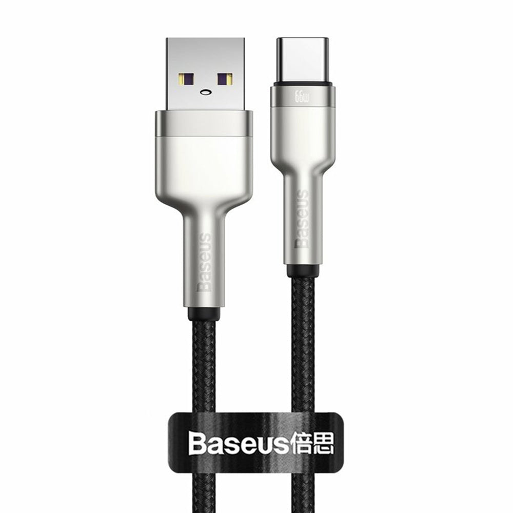 Data- og opladningskabel USB-A - USB-C Baseus Cafule Metal Series, 66W, 2m, Sort CAKF000201