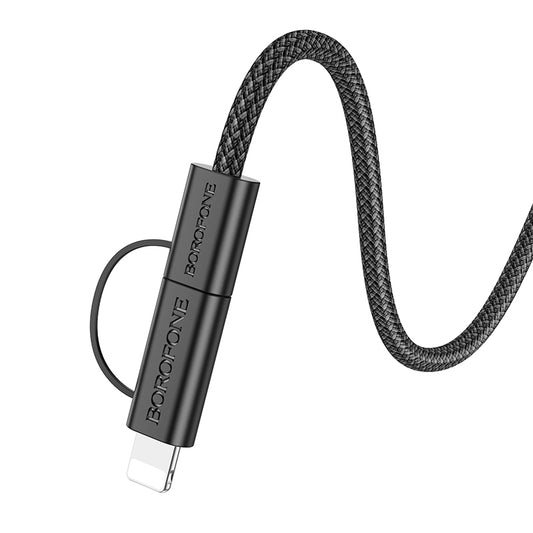 Data- og opladningskabel USB-C - Lightning / USB-C Borofone BX104 Primo 2in1, 60W, 1m, Sort