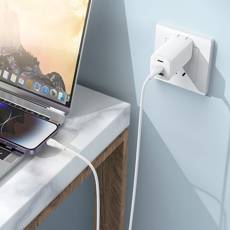 Data- og opladningskabel USB-C - Lightning Borofone BX121 Energy, 27W, 1m, Hvid