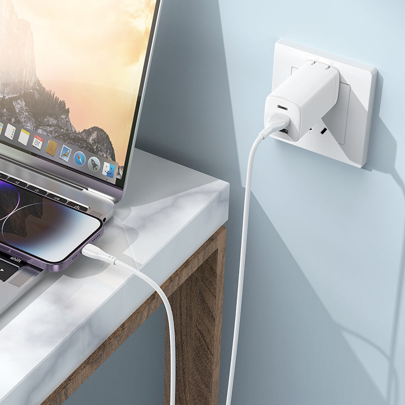 Data- og opladningskabel USB-A - Lightning Borofone BX121 Energy, 18W, 1m, Hvid