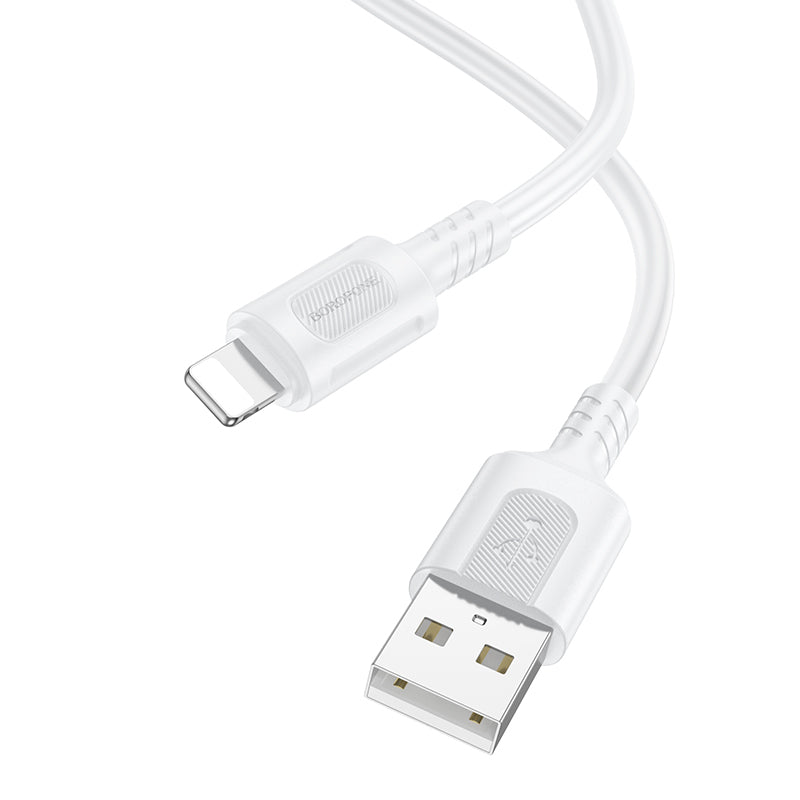 Data- og opladningskabel USB-A - Lightning Borofone BX111 Feliz, 18W, 1m, Hvid