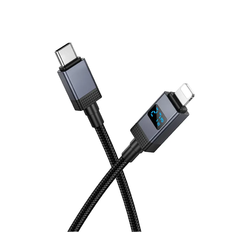 Data- og opladningskabel USB-C - Lightning HOCO X118 Display, 27W, 1m, Sort