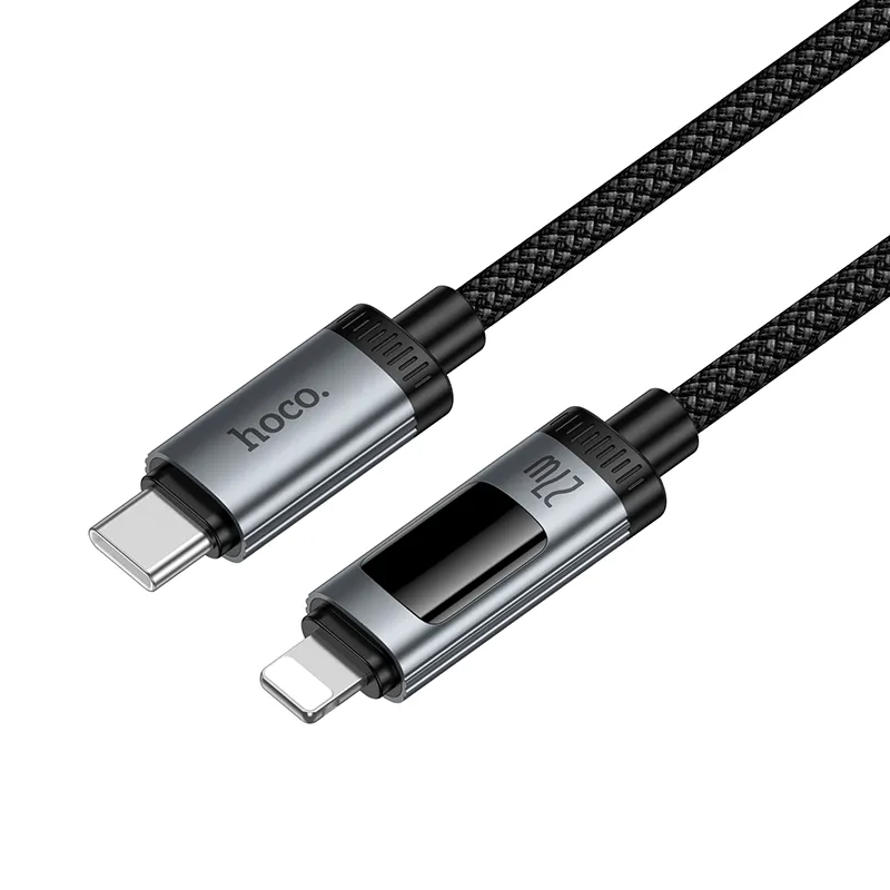 Data- og opladningskabel USB-C - Lightning HOCO Display U148, 27W, 1.2m, Sort