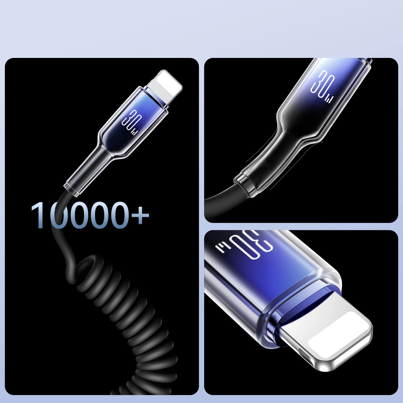 Data- og opladningskabel USB-C - Lightning Joyroom S-A43 Crystal, 30W, 1,5 m, Sort
