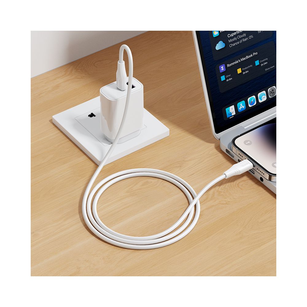 Data- og opladningskabel USB-C - Lightning HOCO X124, 27W, 1m, Hvid