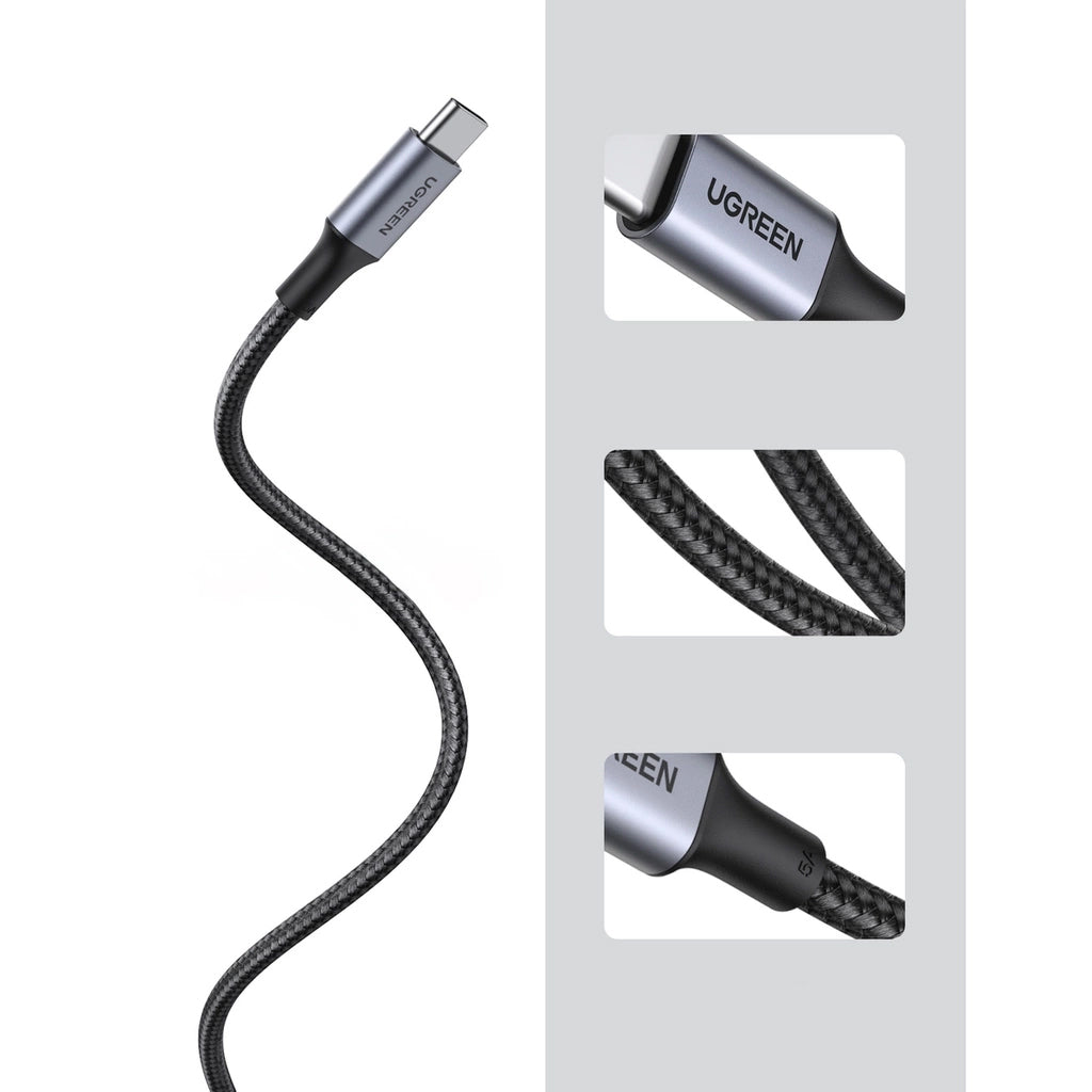 Data- og opladningskabel USB-C - USB-C UGREEN US316, 100W, 0,5m, Grå